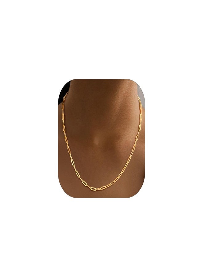 PROSILVER Dainty Gold Paper Clip Necklaces for Women Adjustable Chain Necklace - Image 1